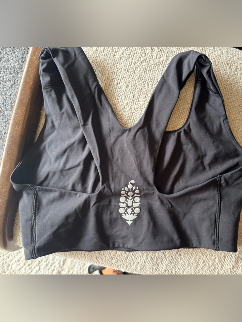 FP Movement by Free People Black Racerback Sports Bra with Reflective Logo